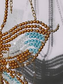 Swim SXY Handmade Beaded Metal Butterfly Necklace Cover Up Cover Up Beaded Bikini Beaded Bikini Top Rhinestone Bikini Rhinestone Top Sequin Bikini Rhinestone Swimsuit Rhinestone Tops - Multicolor - View 8