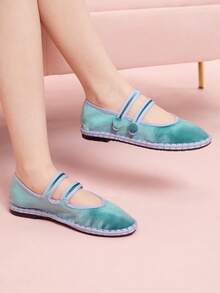 CUCCOO DOLLMOD Women's Fashionable Versatile Casual Commuter Contrast Trim Flats Spring Shoes - Ice Water - View 5