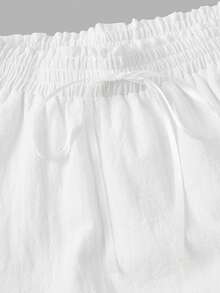 SHEIN MOD 女士纯色褶皱胸部吊带背心和荷叶边半裙两件套，春夏装扮，女士嘉年华服装，婚礼宾客礼服，节日服装，休闲套装，完美适用于度假、约会、野餐、派对、舞会、节日和生日穿着，音乐节服装，游牧风、乡村风、波西米亚风、茶会服装 - 白色 - 查看 6