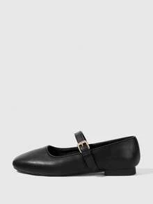 Women's Casual Buckle Design Ballet Shoes For Daily Wear Valentine's Day - Black - View 2