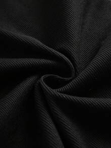 MTV | SHEIN 女士休闲运动日常通勤格子字母印花撞色条纹侧缝高腰喇叭紧身裤 - 黑色 - 查看 5