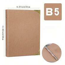 Sổ tay A4A5A6B5 kiểu cổ điển, bìa rời, giấy Kraft đơn giản, góc bọc kim loại, sổ tay học sinh, sổ tay trẻ em gái, sổ tay dán hình, phong cách cổ điển, gia đình, kiểu dáng đơn giản retro. - Màu Khaki - Xem 6