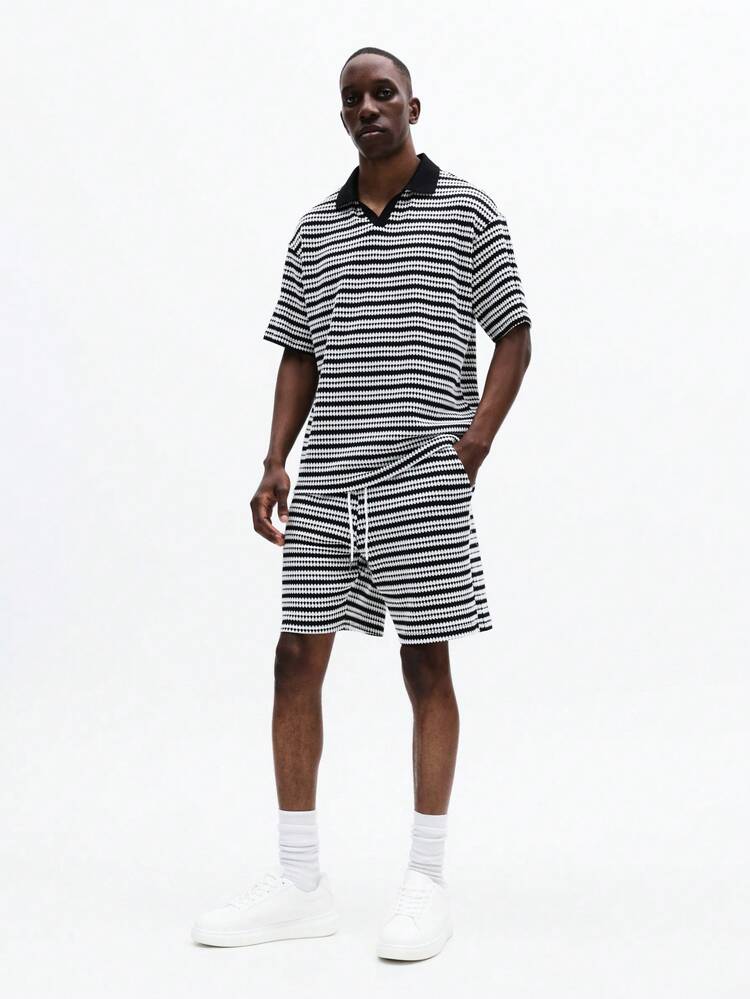 Striped Polo And Shorts Set