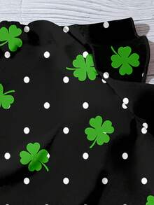 EMERY ROSE Áo kiểu nữ cỡ lớn cổ chữ V tay ngắn xếp ly, họa tiết cỏ ba lá và chấm bi trắng, phong cách tối giản thường ngày, thích hợp cho mùa thu, mùa hè và kỳ nghỉ. - Nhiều màu - Xem 4