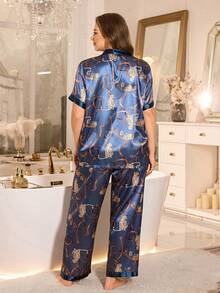 MuseNap CURVE Plus Size Women Elegant Short Sleeve Pajama Set - Multicolor - View 2