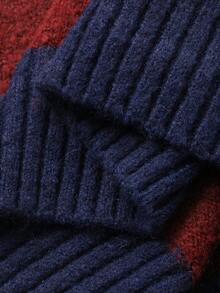 DAZY Pull ample en tricot à patchwork de couleurs contrastées, élégant, pour l'automne - Rouge foncé - Voir 7