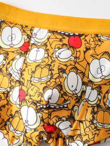GARFIELD | SHEIN Celana Dalam Boxer Nyaman untuk Anak Laki-Laki Usia Remaja dengan Motif Kartun Blok Warna - Kuning - View 5