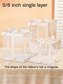 1pc White/Clear Lid Cake Box, Bakery Food Gift Box Suitable For Cakes, Pastries, Chocolates, Cookies, Pies, Birthday Parties, Weddings, Valentine's Day, Gift Packaging - Transparent Lid, Transparent Version - View 17