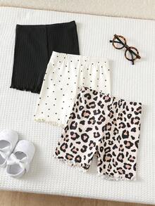 SHEIN Conjunto de shorts de punto de unicolor lindo para bebé niña, verano - Multicolor - Ver 6