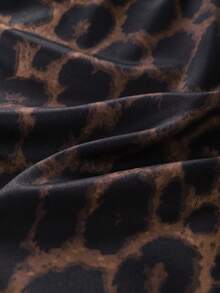 SHEIN Franclia Women's Fashionable Leopard Print Bandeau Top With Waist Tie, Summer - Coffee Brown - View 6