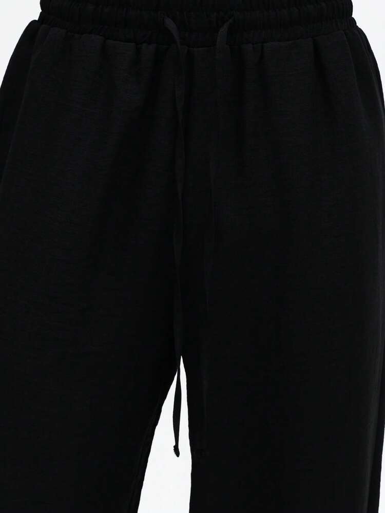 Collared Shirt And Wide Leg Pants Set