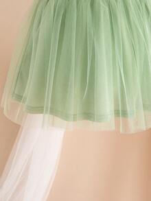 SHEIN Elegant & Cute Green Lace Mesh Spaghetti Strap Dress/Romper - Green - View 4