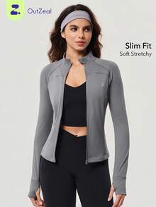 OutZeal 女士防晒外套 夏季日常休闲凉爽修身户外上衣 - 灰色 - 查看 13
