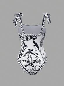 Swim Oasis 女士高端度假鹦鹉印花裹身连衣裙带裙 - 黑與白 - 查看 8