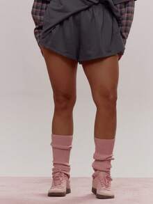 MUSERA Sweat Check Back Pocket Mini Shorts Tie Waist Cute Cosy Spring Everyday Sugar Swizzle - Multicolor - View 3