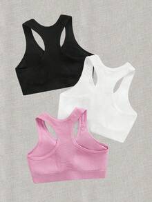 Easithlete 3pcs Women's Solid Color Seamless Sports Bras Combo Pack - Multicolor - View 2