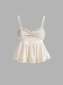 SHEIN MOD Bộ đồ 2 mảnh dành cho nữ mùa hè, màu trơn, chất liệu vải dệt, có dây rút phía trước, gồm áo hai dây và chân váy. - Màu be - Xem 8