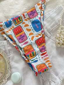 Swim Vcay 2pcs/Set Women's Summer Beach Vacation Ocean Print Strap Bikini Set - Multicolor - View 5