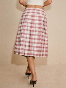 Poéselle 女士格子印花裹身系带休闲百搭迷你裙 - 紅白色 - 查看 7