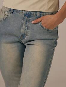 MUSERA Seam Detail Fitted Flare Jeans Spring Summer Cute Cosy Cottage Core Spring Dew - Blue - View 5