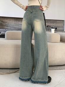 DAZY Women's Loose Fit Distressed Washed Copper Tone Denim Jeans - Black - View 5