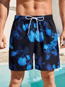 Manfinity Swimmode Men's Elastic Waist Loose Drawstring Pocket Casual Beach Pants - Multicolor - View 2