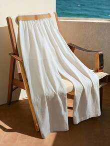 GlowEve 女士休闲棉麻腰带宽松裤，夏季 - 白色 - 查看 2