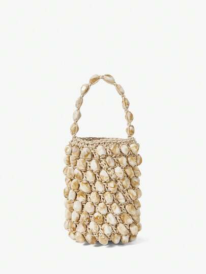 Maija Ladies, Women Top Handle Bags, Acrylic Bead Crochet Bag, Bucket Bag, Fashionable, Elegant, Simple, Personalized, Versatile, For Beach, Vacation, Holiday, Summer, Seaside, Beach Party