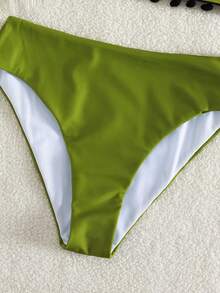 Swim Vcay 春假女士沙滩夏季服装，女士无肩带无钢圈防滑上衣和波西米亚风节日比基尼套装 - 綠色 - 查看 4