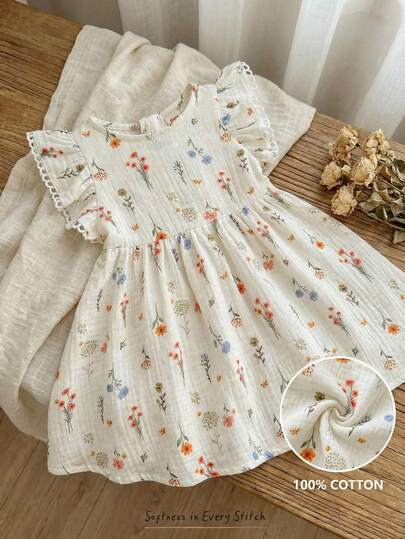 Cozy Pixies Baby Girl Floral Print Round Neck Ruffle Waist Dress Baby Floral Dress Baby Girl Sleeveless Dress Baby Girl Summer Dress Baby Girl Floral Print Dress Elegant Baby Dress Baby Girl Floral Dress Summer Short Sleeve Dress Soft Cotton Baby Dress Toddler Floral Dress 100 Cotton Clothes Elegant Summer Baby Dress Floral Print Short Sleeve Dress Boho Toddler Dress