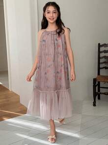 DAZY 少女夏季碎花荷叶边露背连衣裙 - 粉色 - 查看 2