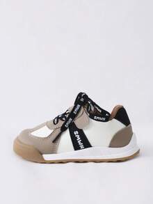 SUMWON Kids Sneakers With Colorblock Design And Custom Shoelaces For Casual Everyday Wear And Comfortable Walking Vacation - Brown - View 1