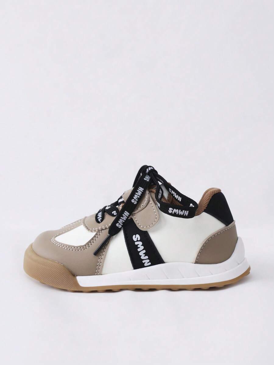 SUMWON Kids Sneakers With Colorblock Design And Custom Shoelaces For Casual Everyday Wear And Comfortable Walking Vacation - Brown - View 1