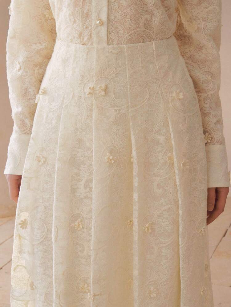 FASHIONABLE & ELEGANT HOLLOW-OUT JACQUARD FLARED SKIRT FOR WOMEN, SPRING/SUMMER
