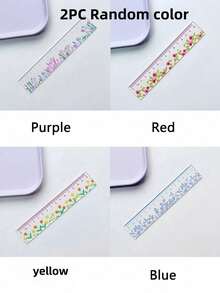 1/2/4 件套，透明植物尺，返校必备花卉尺，5.91 英寸亚克力尺，学校及办公用品 - 彩色 - 查看 12