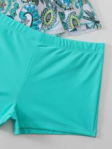 Bộ bikini tankini 2026Swim Lushoire dành cho người trưởng thành, thời trang, thanh lịch, dây mảnh, buộc dây, cúp ngực, xếp ly, màu xanh bạc hà, xanh ngọc, họa tiết paisley cổ điển. - Nhiều màu - Xem 7