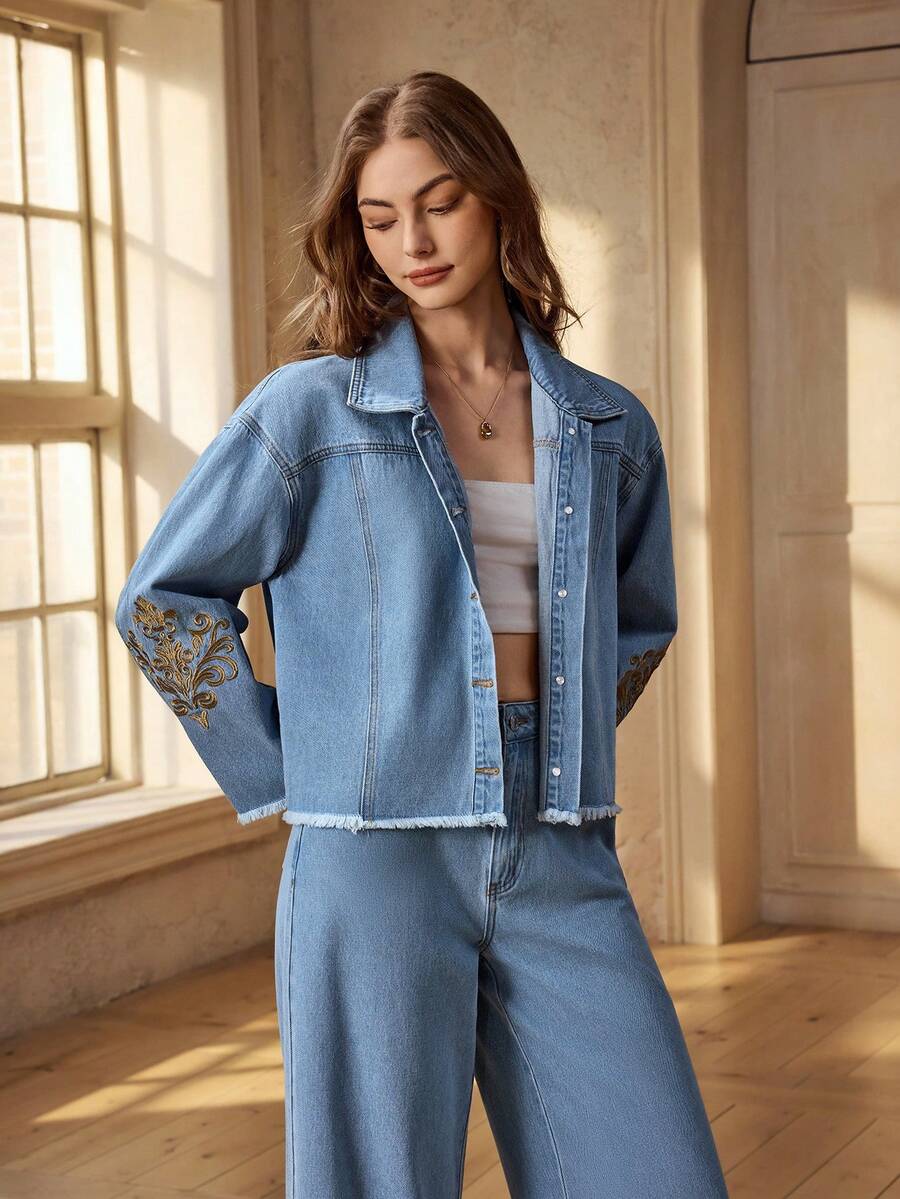 Selenza Women's Casual Denim Long Sleeve Jacket - Light Wash - View 1