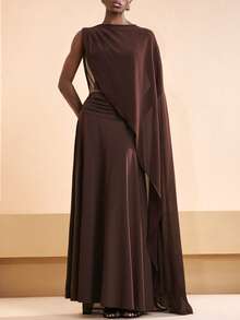 Zivah 2026 Vacation Casual Distinctive Shawl Elegant Top + Skirt Set - Brown - View 4