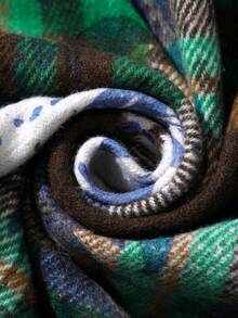 PAVTROS 男士复古宽松颓废风长袖拉链格子衬衫，街头服饰 - 綠色 - 查看 7