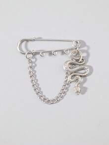 ROMWE Goth 1 Piece Punk Retro, Snake Design, Brooch, Bag Pendant, Waist Large Pin, Safety Buckle Pin. - Silver-A - View 1