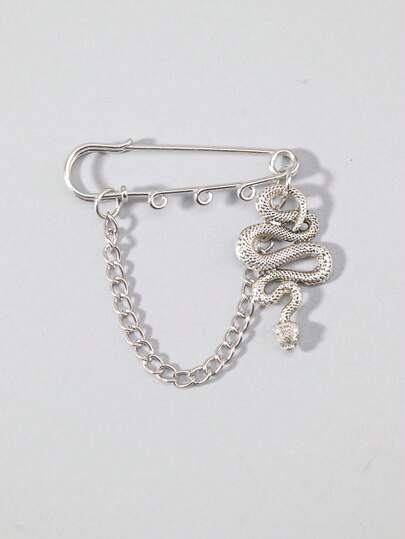 Goth 1 pieza broche punk retro con diseño de serpiente, colgante para bolso, alfiler grande para cintura, alfiler de hebilla de
