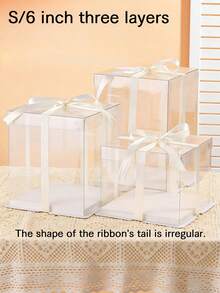 1pc White/Clear Lid Cake Box, Bakery Food Gift Box Suitable For Cakes, Pastries, Chocolates, Cookies, Pies, Birthday Parties, Weddings, Valentine's Day, Gift Packaging - Transparent Lid, Transparent Version - View 11