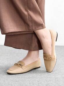 CUCCOO BIZCHIC Women's Square Toe Buckle Design Casual Everyday Shoes, Suitable For Strolling, Dating Valentine's Day - Apricot - View 3