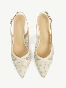 CUCCOO CHICEST Women's Pointed Toe Buckle Design Daisy Elegant High Heels - Apricot - View 7