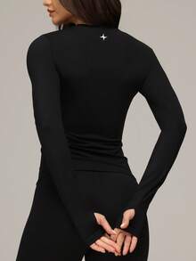 Sigmas Women's Women's Slim Fit Long Sleeve Crewneck T Shirt - Black - View 5