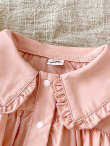 SHEIN Baby Girl Elegant Turndown Collar Sleeveless Puff Dress, Suitable For Summer Outings, Photo Shoots, Daily Wear, And School - Pink - View 6