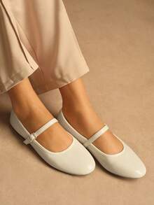 Rosivie Women Casual Versatile Commute Simple Daily Buckle Flats - Chantilly - View 5