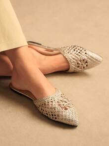 Rosivie Korean Version Of Microfiber Insole Quick-Drying Lightweight Net Bread Slippers Summer Fashion Flat Bottom. - Gold - View 3