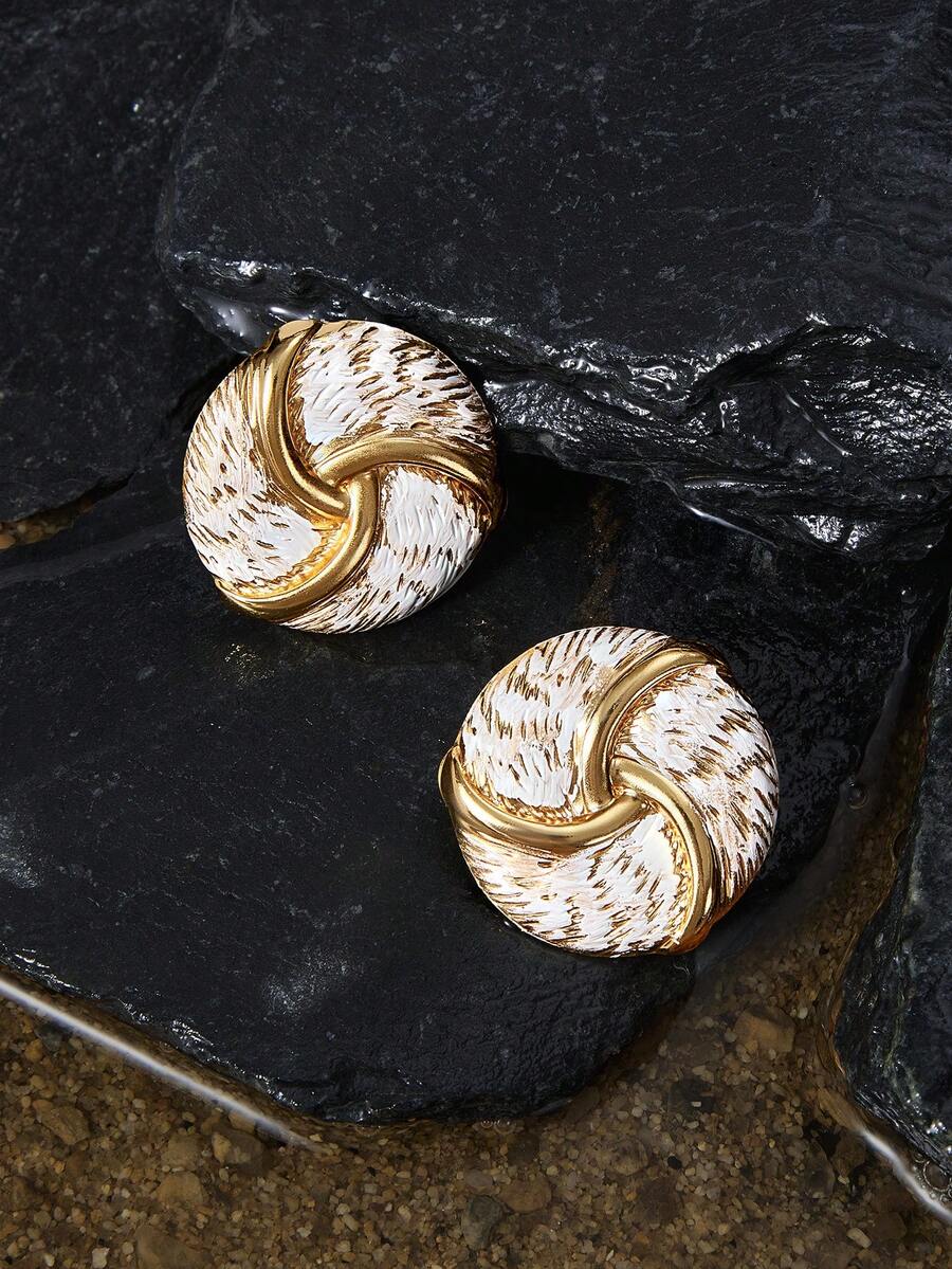 Opalesca 1 Pair Fashionable & Elegant Pink Minimalist Metal Women's Holiday Gift Earrings - Pink - View 1