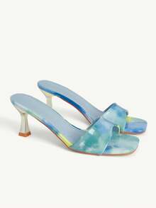 CUCCOO CHICEST Women's Fashion Versatile Daily Wear Slip-On High Heel Sandals - Baby Blue - View 1